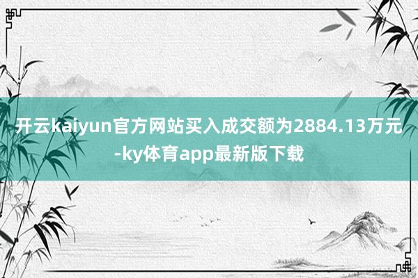 开云kaiyun官方网站买入成交额为2884.13万元-ky体育app最新版下载