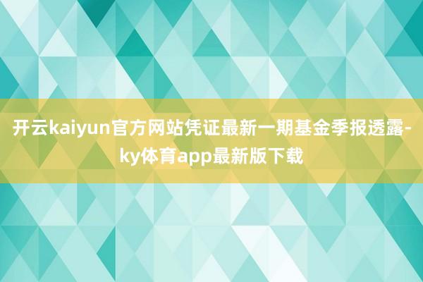 开云kaiyun官方网站凭证最新一期基金季报透露-ky体育app最新版下载