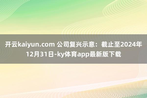 开云kaiyun.com 公司复兴示意：截止至2024年12月31日-ky体育app最新版下载