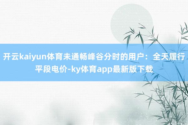 开云kaiyun体育未通畅峰谷分时的用户:全天履行平段电价-ky体育app最新版下载