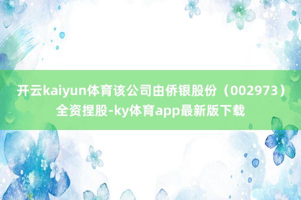开云kaiyun体育该公司由侨银股份（002973）全资捏股-ky体育app最新版下载