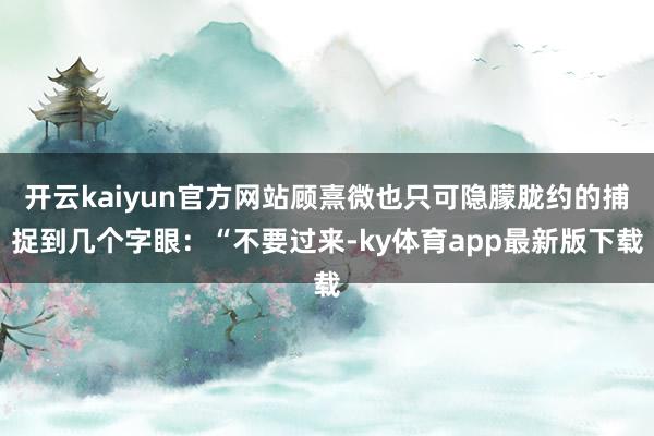 开云kaiyun官方网站顾熹微也只可隐朦胧约的捕捉到几个字眼:“不要过来-ky体育app最新版下载