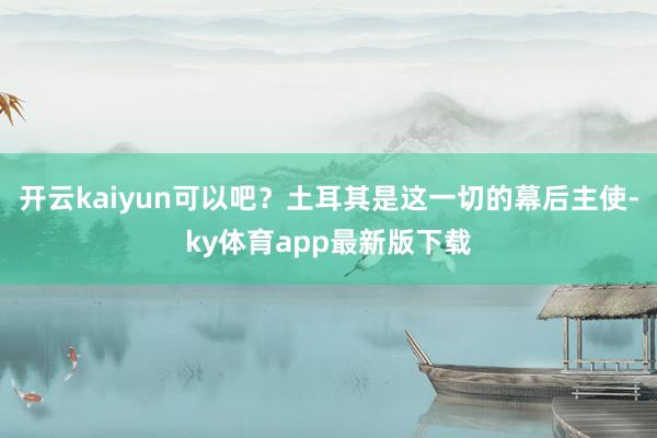开云kaiyun可以吧?土耳其是这一切的幕后主使-ky体育app最新版下载