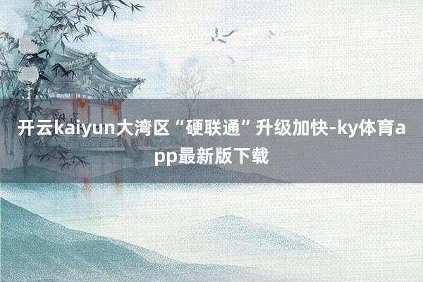 开云kaiyun大湾区“硬联通”升级加快-ky体育app最新版下载